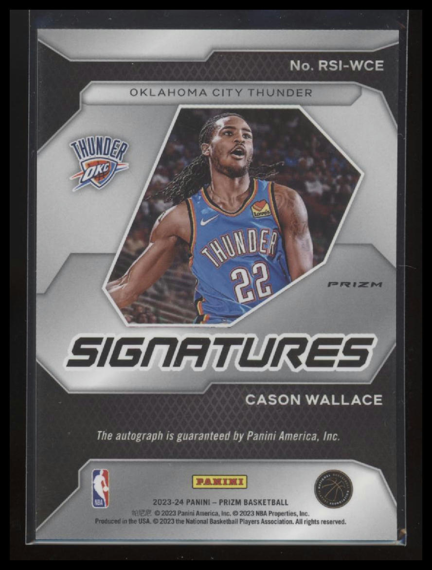 2023-24 Panini Prizm #RSI-WCE Cason Wallace Rookie Signatures Prizms Blue Wave