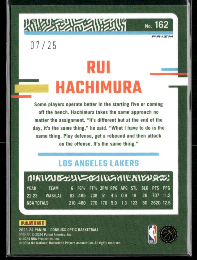 2023-24 Donruss Optic #162 Rui Hachimura Fast Break Pink #/25
