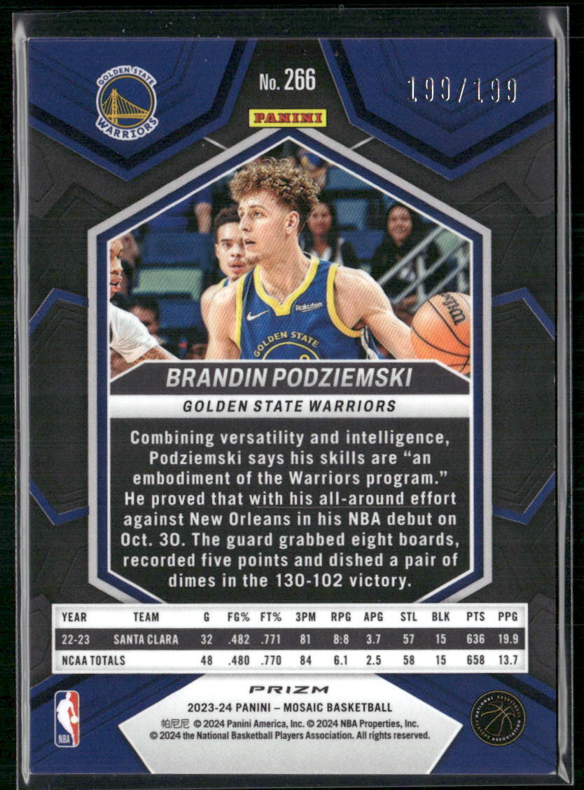 2023-24 Panini Mosaic #266 Brandin Podziemski Blue #/199