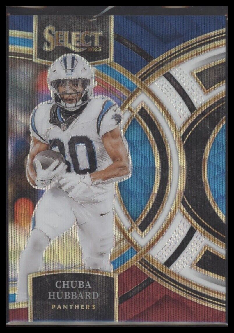 2023 Panini Select #191 Chuba Hubbard Tri-Color Prizms #/225
