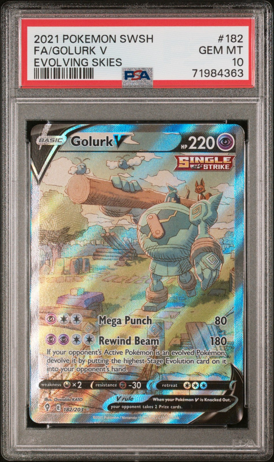 Fa/Golurk V 2021 Pokemon Sword & Shield Evolving Skies PSA 10