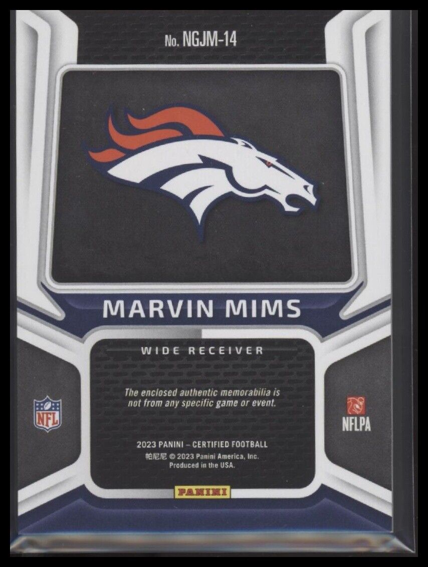 2023 Panini Certified Marvin Mims New Generation Jerseys Mirror Teal #/50