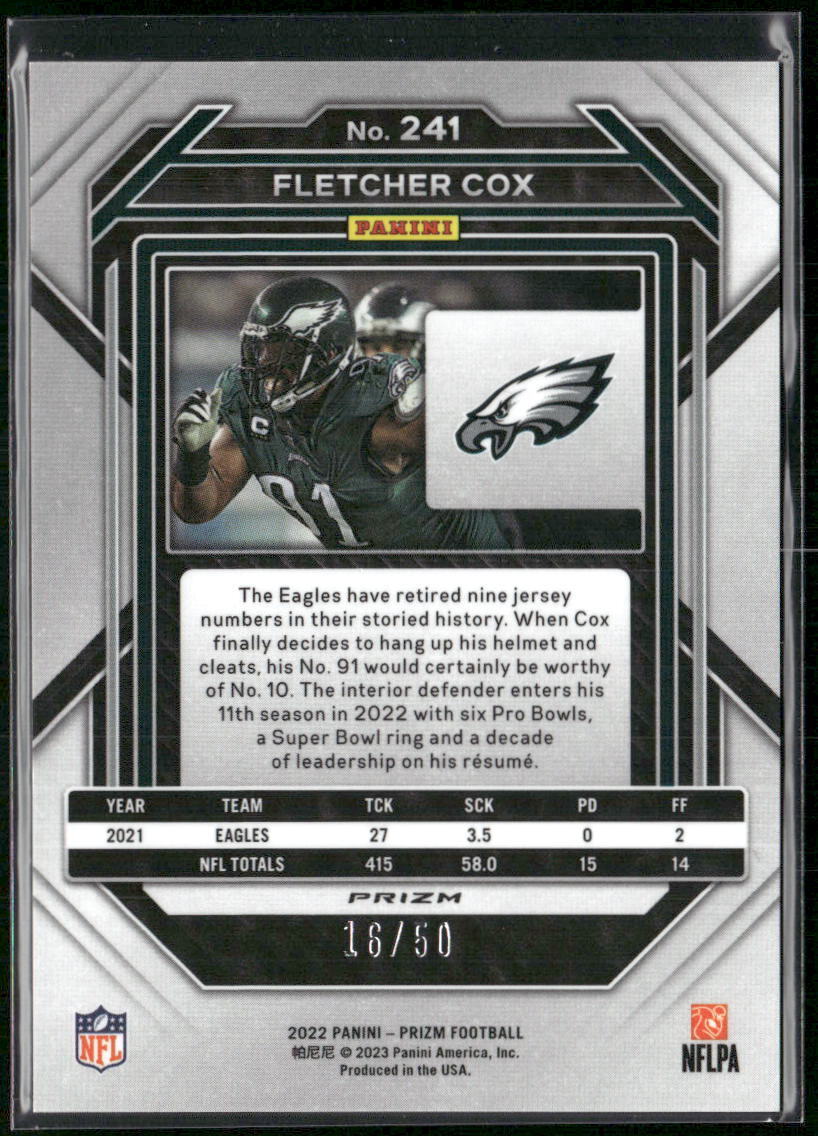 2022 Panini Prizm #241 Fletcher Cox No Huddle Red #/50