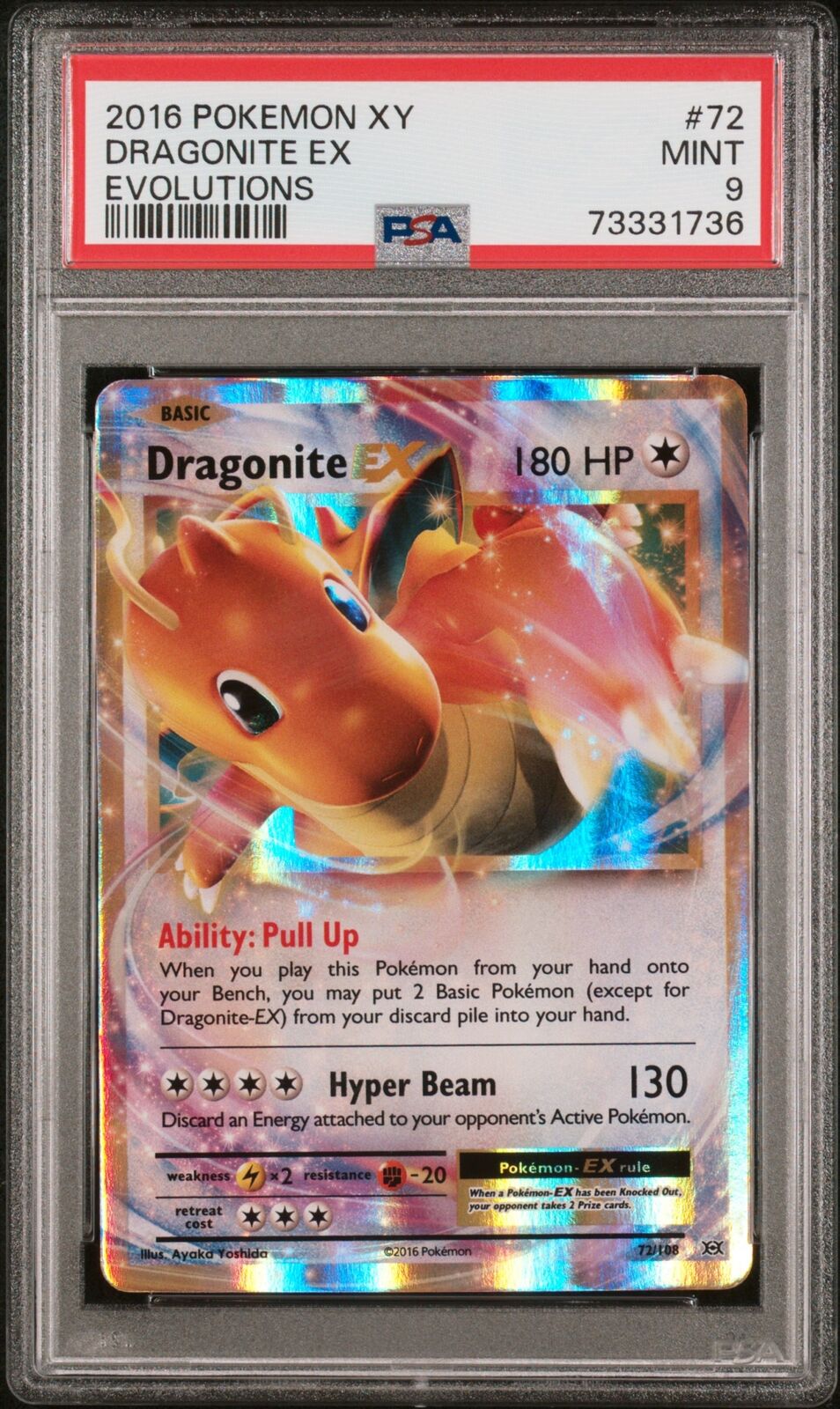2016 Pokemon Xy Evolutions #72 Dragonite Ex Evolutions PSA 9