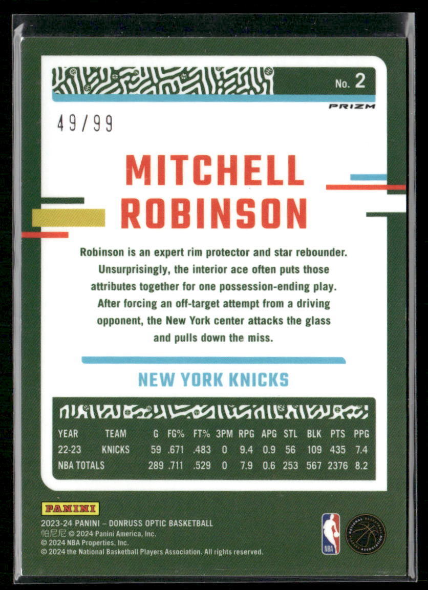2023-24 Donruss Optic #2 Mitchell Robinson Fast Break Purple #/99