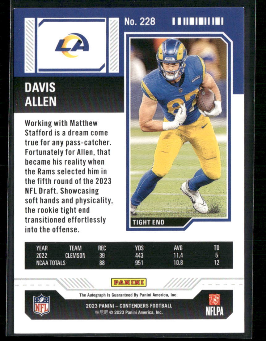 2023 Panini Contenders #228 Davis Allen