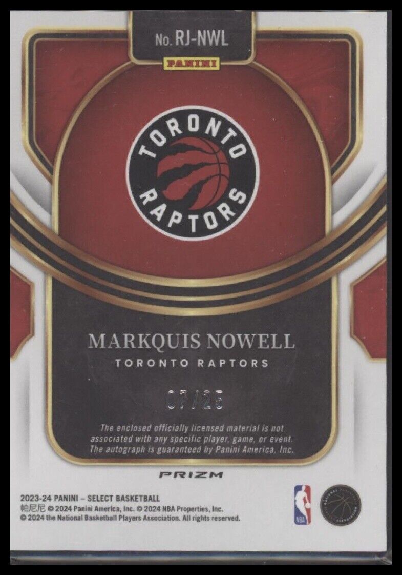 23-24 Panini Select Markquis Nowell Rookie Jersey Autograph Tie-Dye Prizms #/25