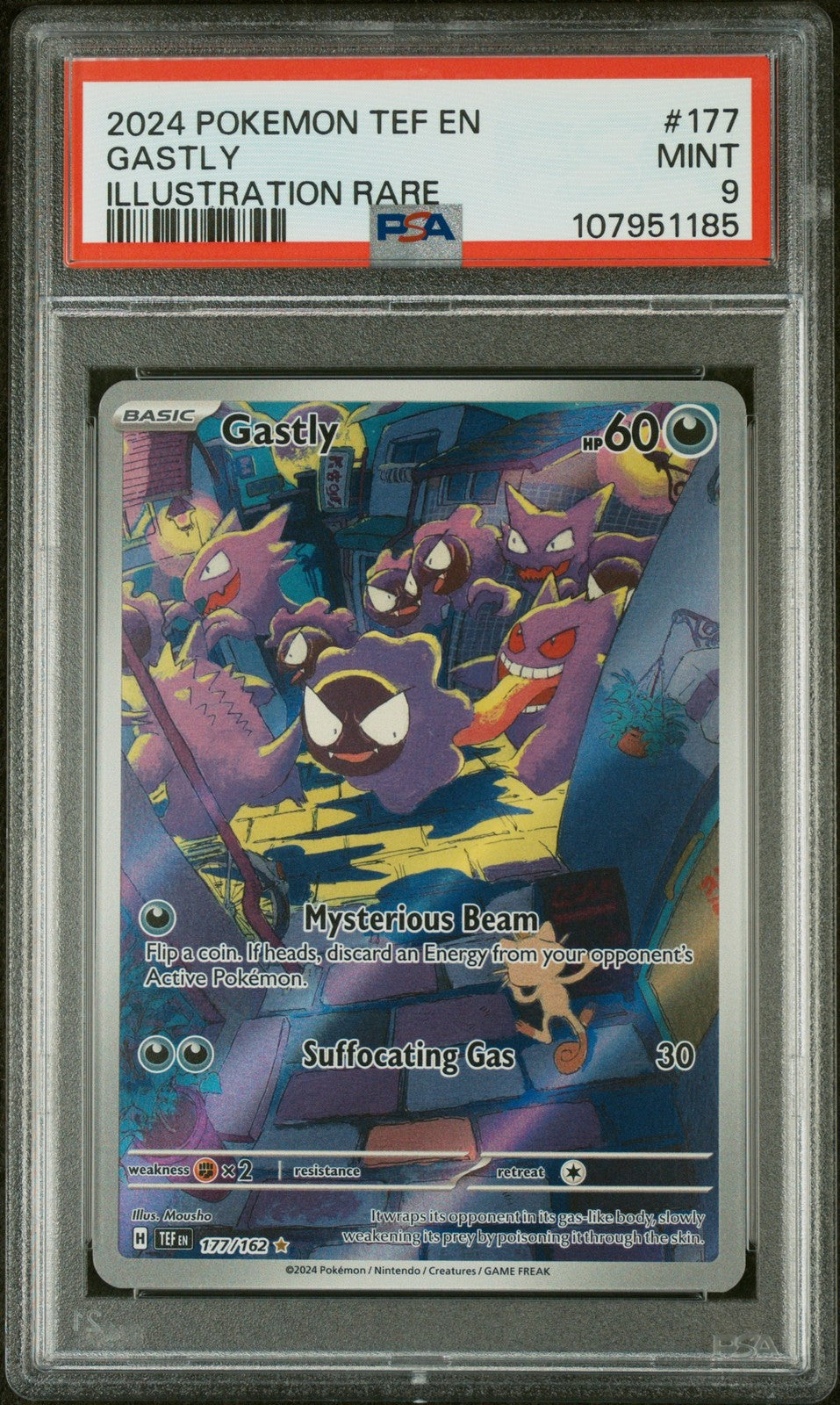 Gastly 2024 Pokemon Tef En-Temporal Forces #177 Illustration Rare PSA 9