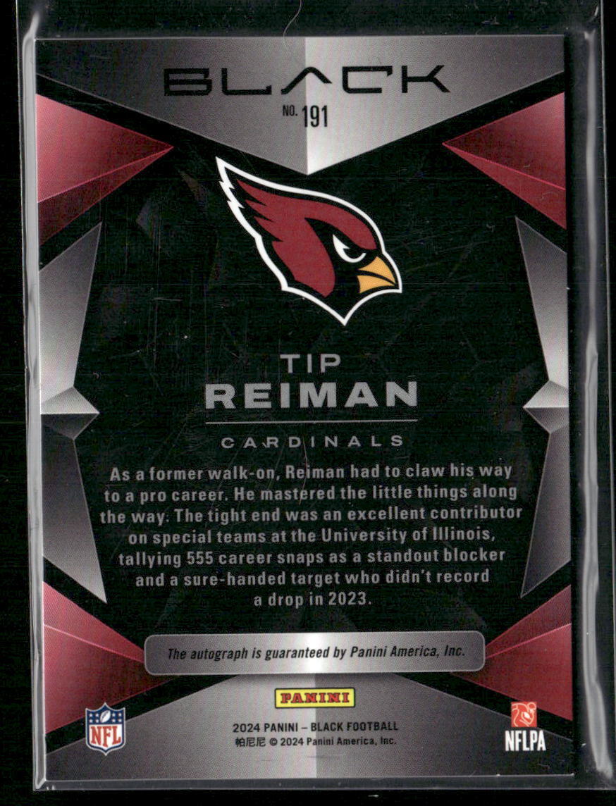 2024 Panini Black #191 Tip Reiman Rookies Autographs Sapphire #/50