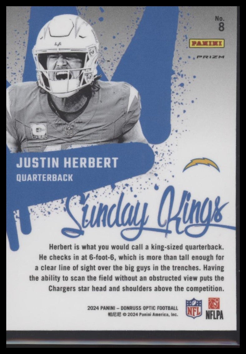 Justin Herbert 2024 Donruss Optic #8 Sunday Kings
