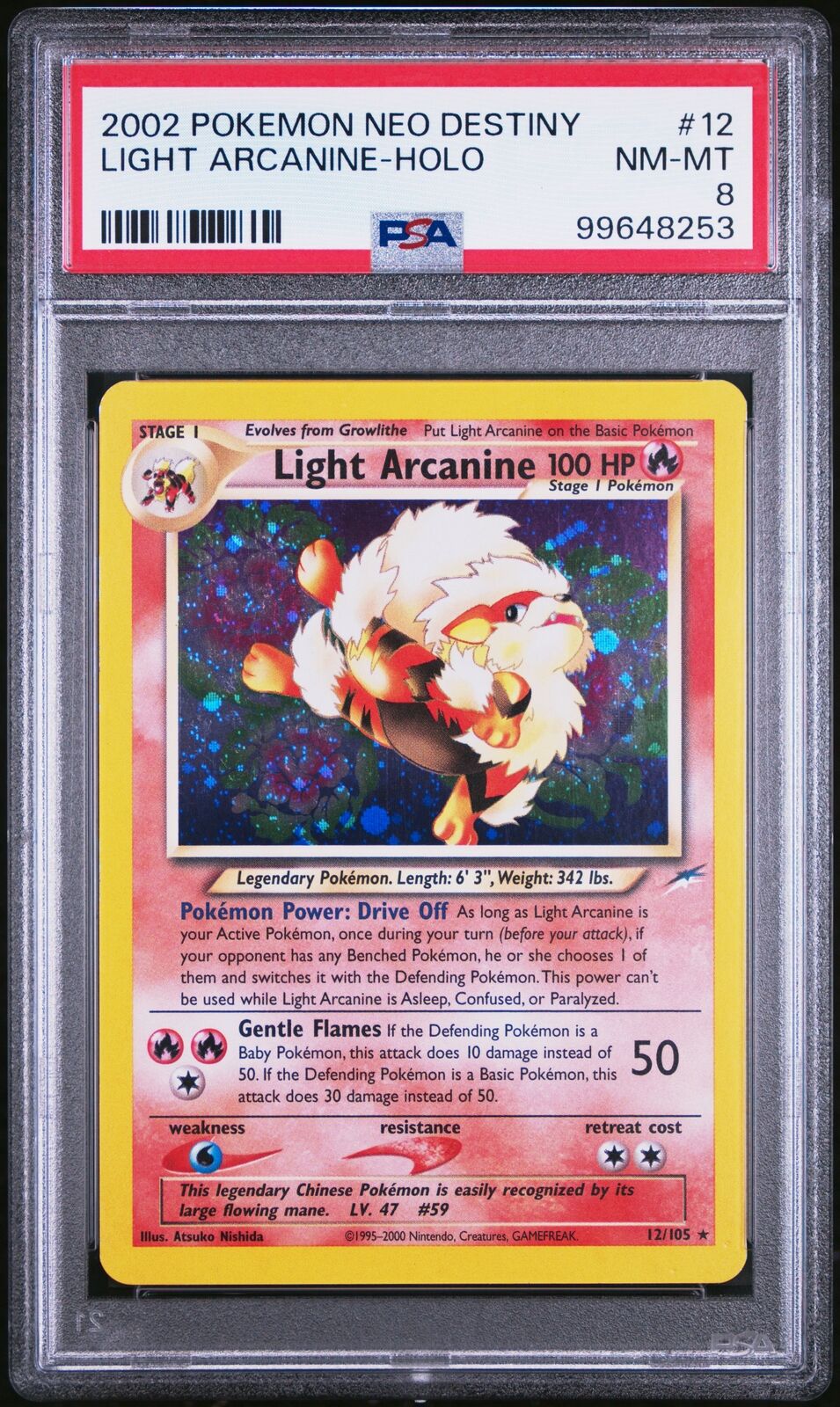 2002 Pokemon Neo Destiny #12 Light Arcanine-Holo PSA 8