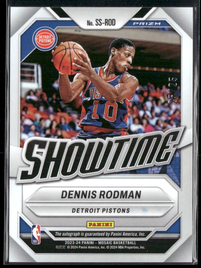 2023-24 Panini Mosaic Dennis Rodman Showtime Signatures Mosaic White #/25