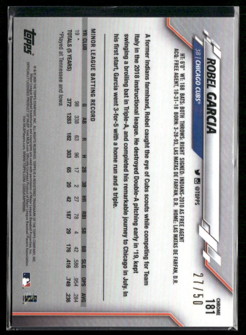 2020 Topps Chrome #181 Robel Garcia Gold Refractor #/50