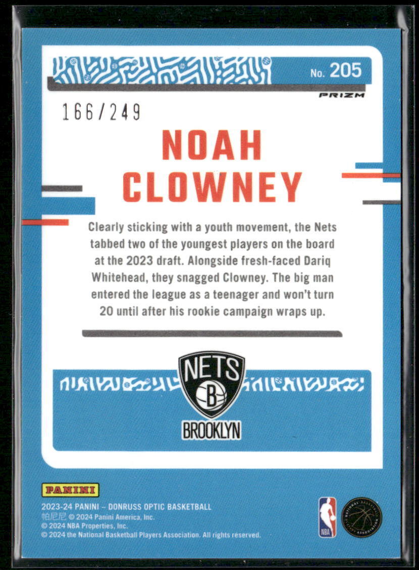 2023-24 Donruss Optic #205 Noah Clowney Aqua #/249