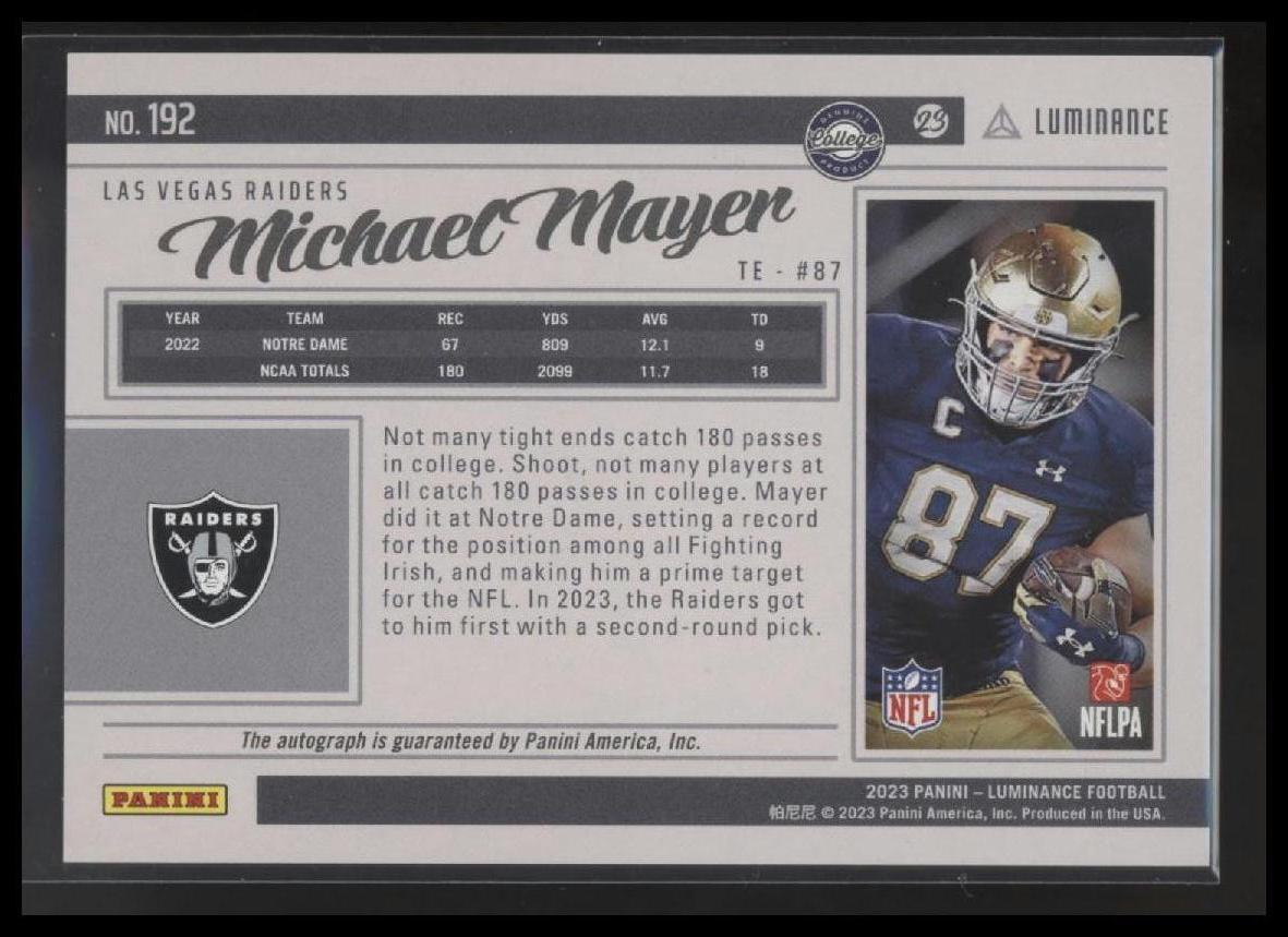 2023 Panini Luminance #192 Michael Mayer Autographs #/350