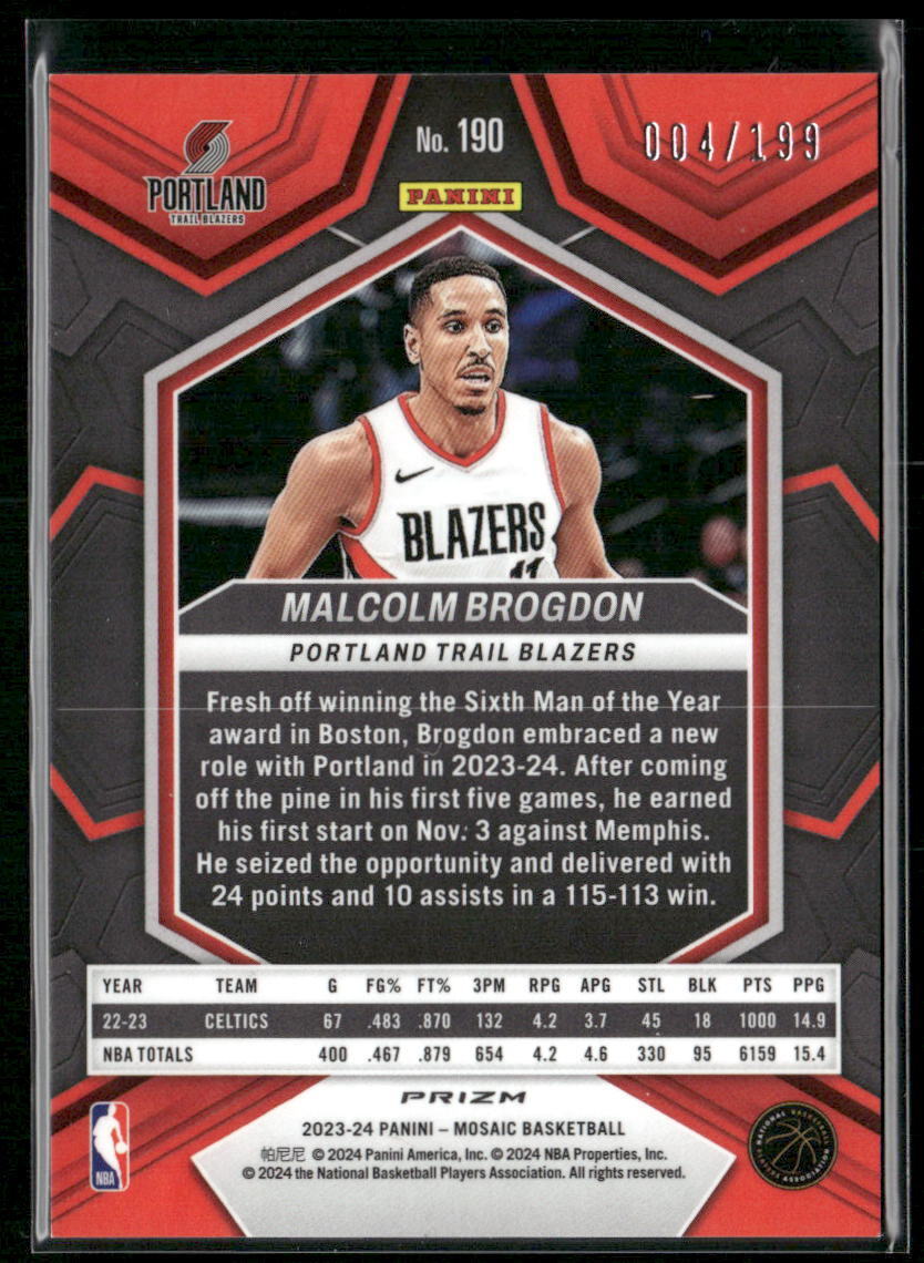 2023-24 Panini Mosaic #190 Malcolm Brogdon Blue #/199