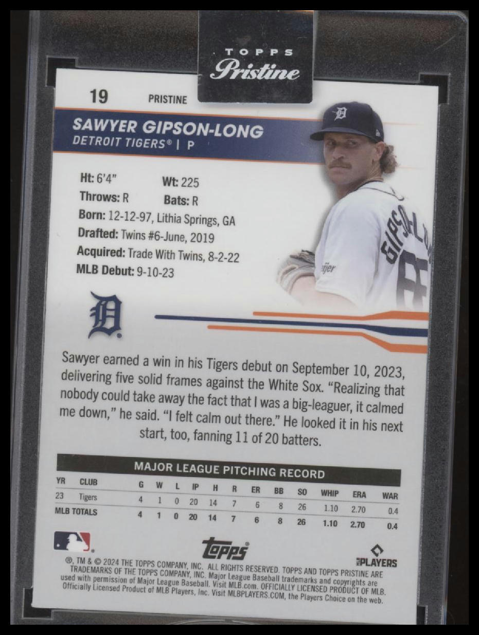 2024 Topps Pristine #19 Sawyer Gipson-Long Purple Refractors #/99