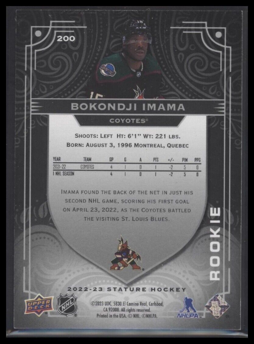 2022-23 Upper Deck Stature #200 Bokondji Imama Black #/15
