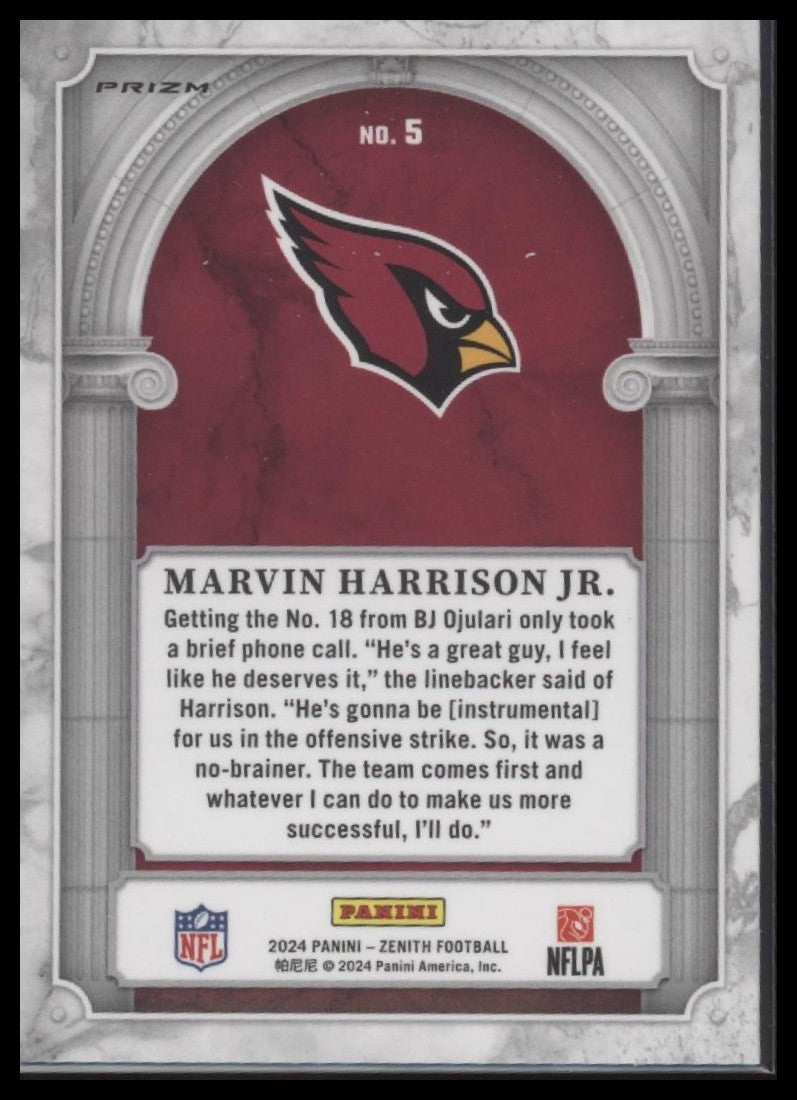 Marvin Harrison Jr. 2024 Panini Zenith #5 Z Marquee Orange