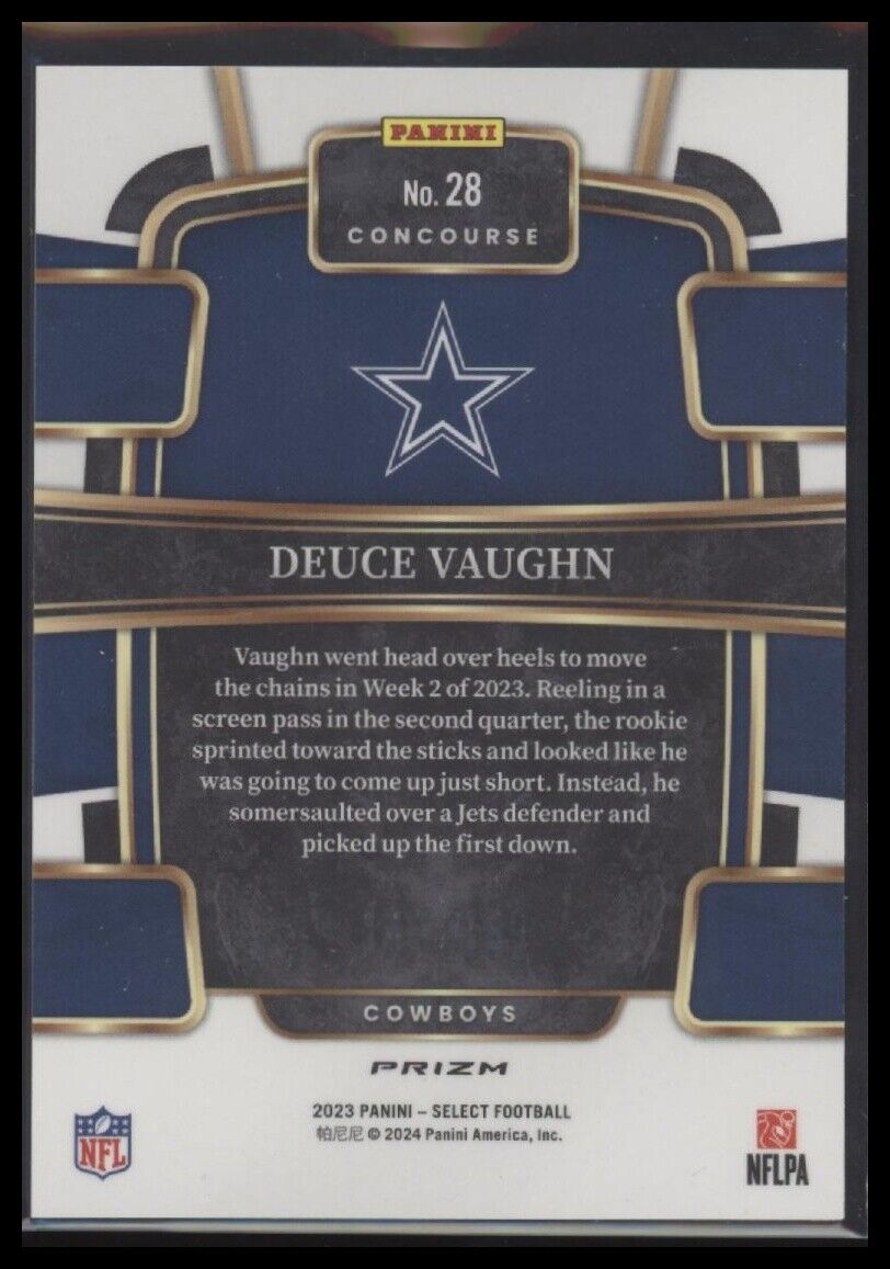 2023 Panini Select #28 Deuce Vaughn Blue Prizms #/199
