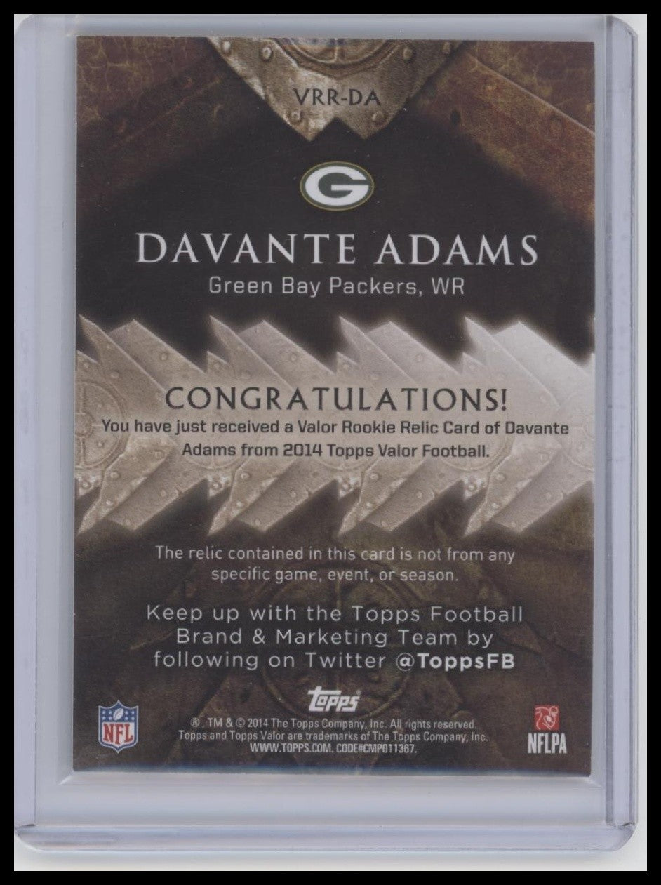 Davante Adams 2014 Topps Valor #VRR-DA Rookie Relics Speed #/99