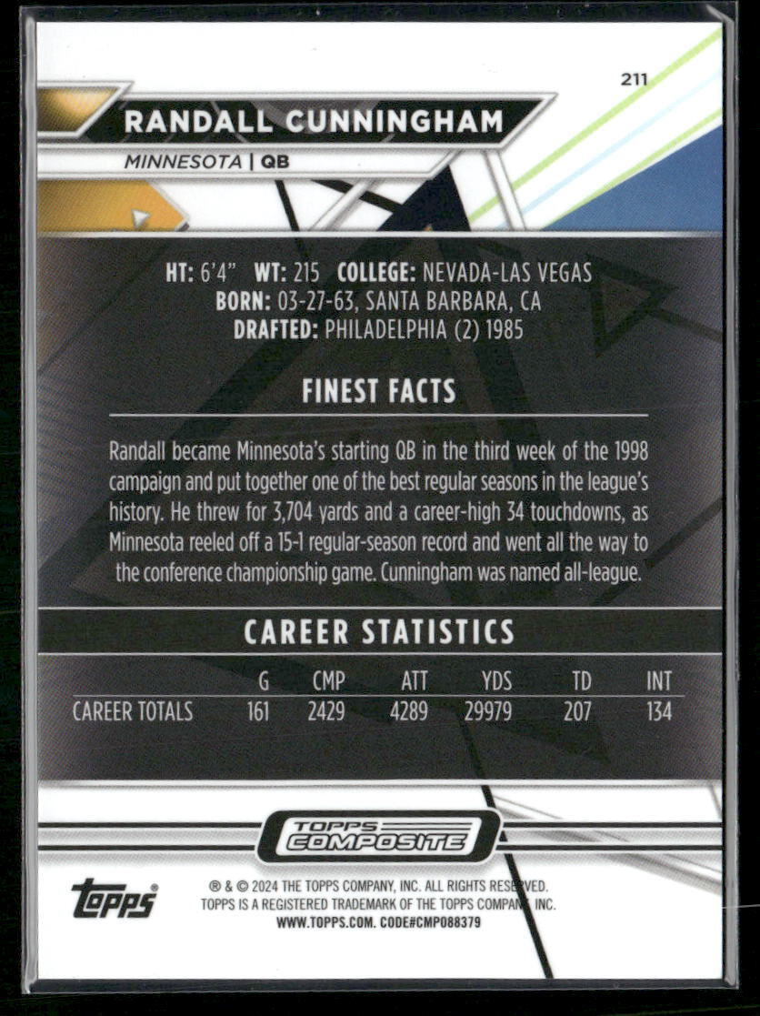 2023 Topps Composite Randall Cunningham Finest Purple Checkboard #/99