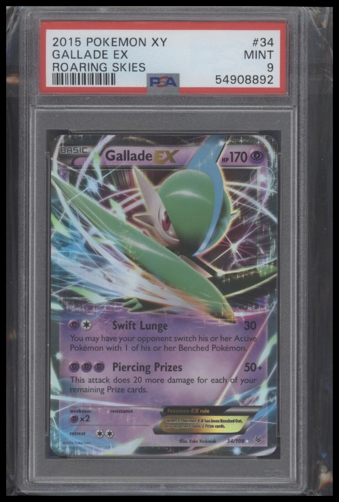 2015 Pokemon Xy Roaring Skies #34 Gallade Ex Roaring Skies PSA 9