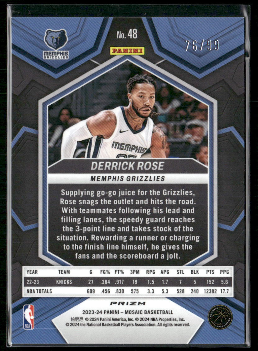 2023-24 Panini Mosaic #48 Derrick Rose Purple #/99