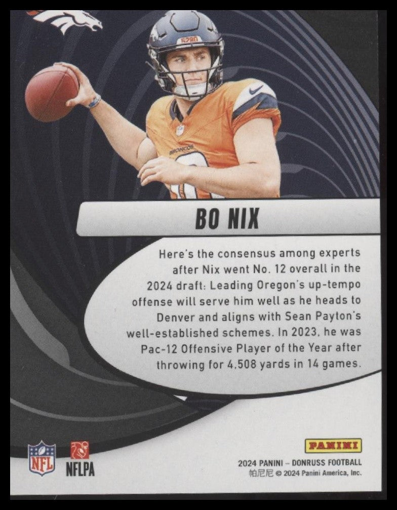 Bo Nix 2024 Donruss #VOR-BNI Vortex