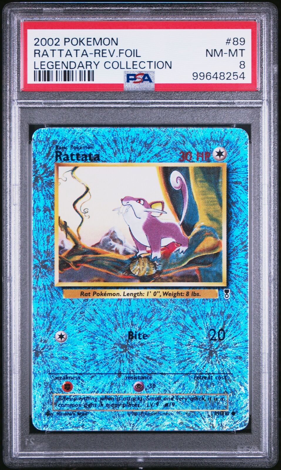 2002 Pokemon #89 Rattata-Rev.Foil Legendary Collection PSA 8