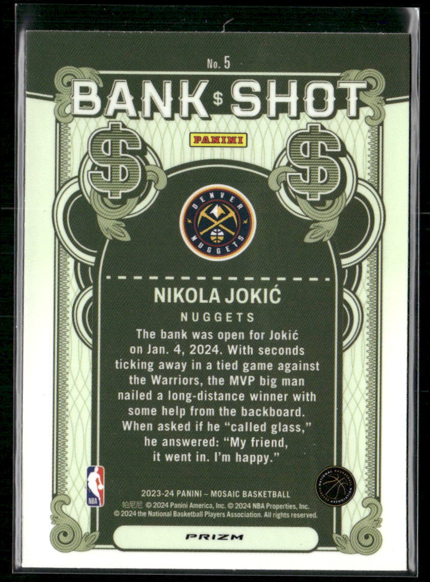 2023-24 Panini Mosaic #5 Nikola Jokic Bank Shot Mosaic Prizm