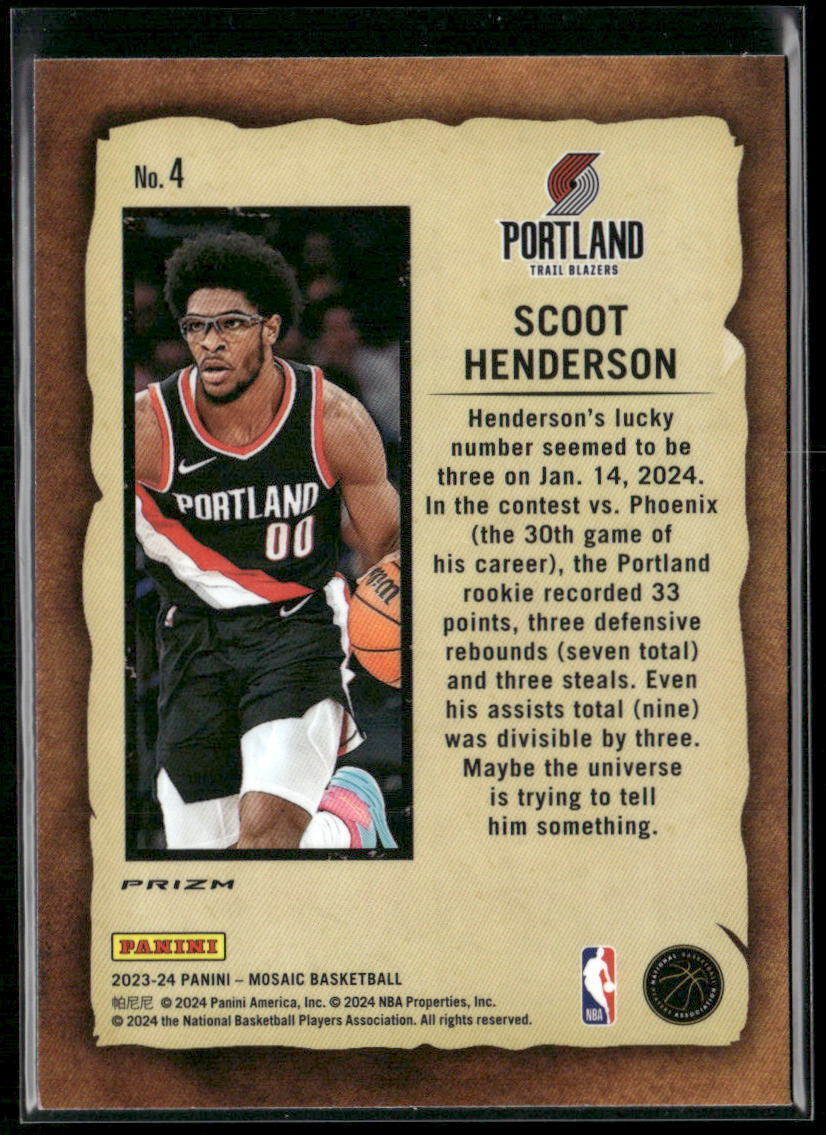2023-24 Panini Mosaic #4 Scoot Henderson Notoriety Mosaic