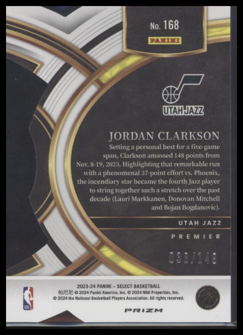 2023-24 Panini Select #168 Jordan Clarkson White Prizms #/149