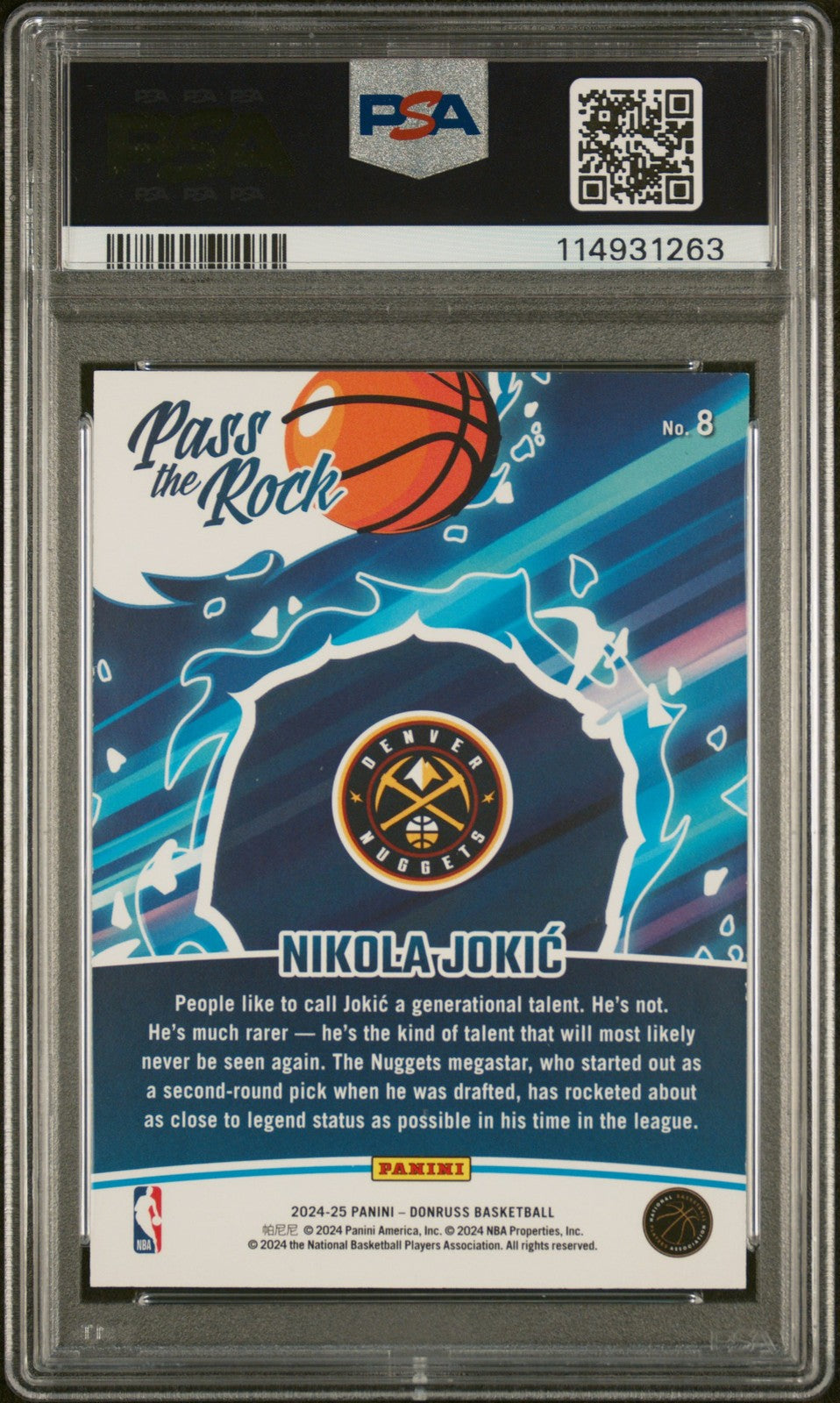 Nikola Jokic 2024 Panini Pass The Rock #8 Pass The Rock- #/10 PSA 9