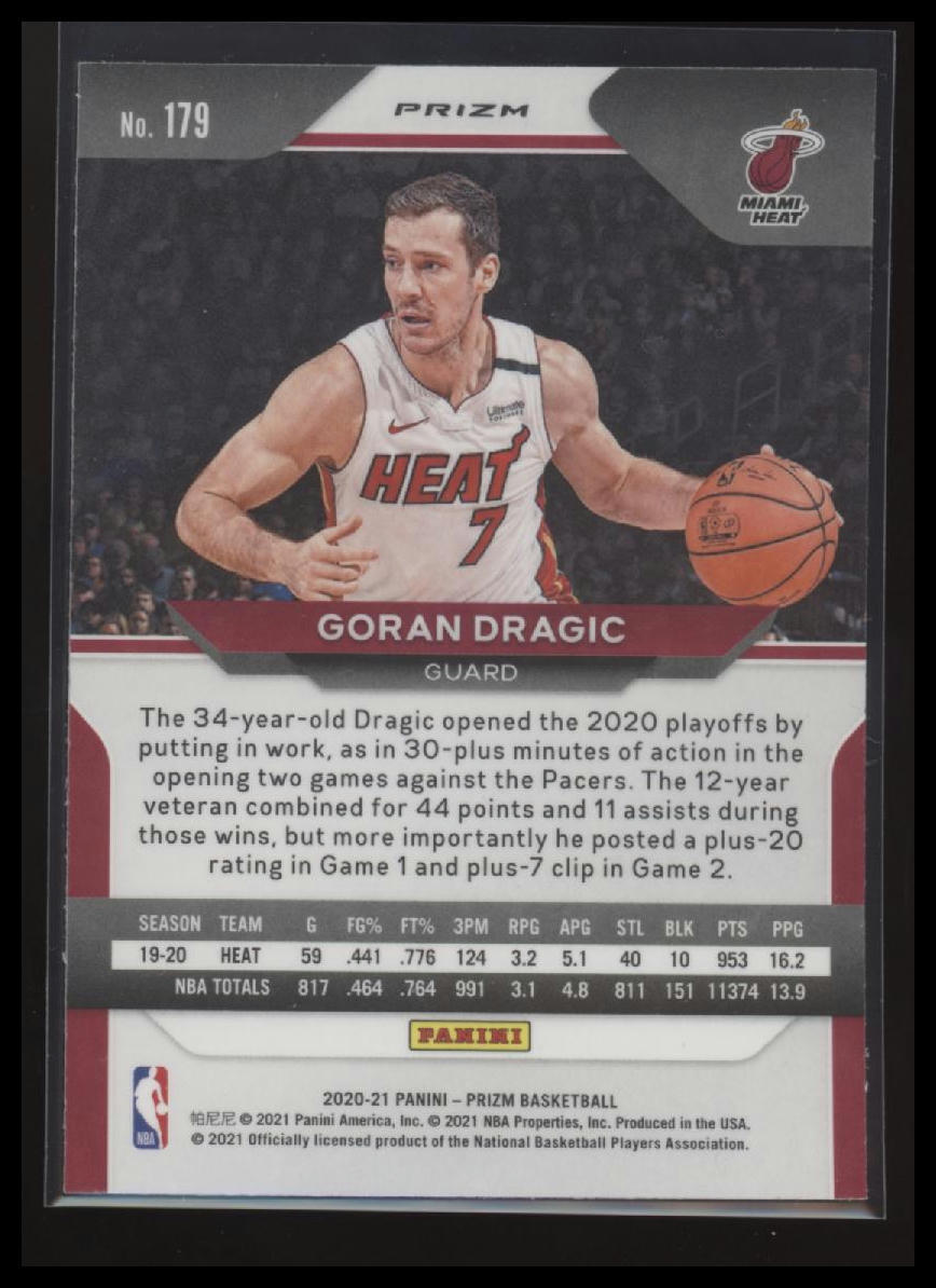2020-21 Panini Prizm #179 Goran Dragic Red Ice Prizms