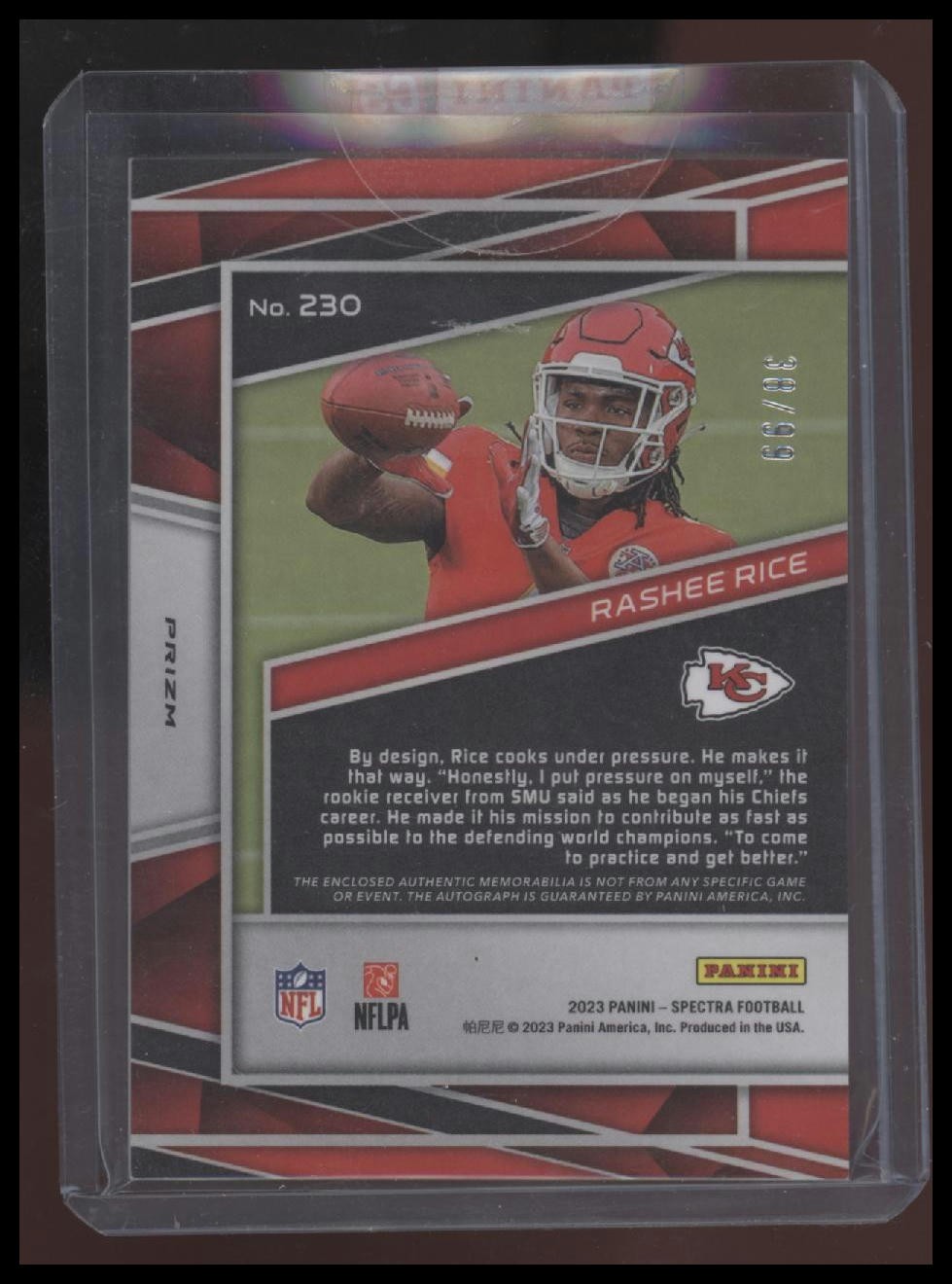 Rashee Rice 2023 Panini Spectra #230 #/99