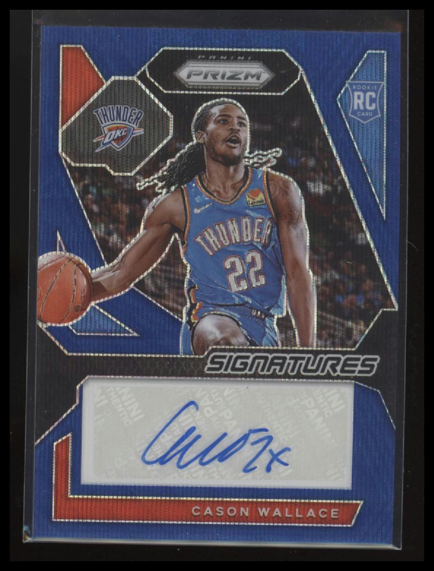 2023-24 Panini Prizm #RSI-WCE Cason Wallace Rookie Signatures Prizms Blue Wave