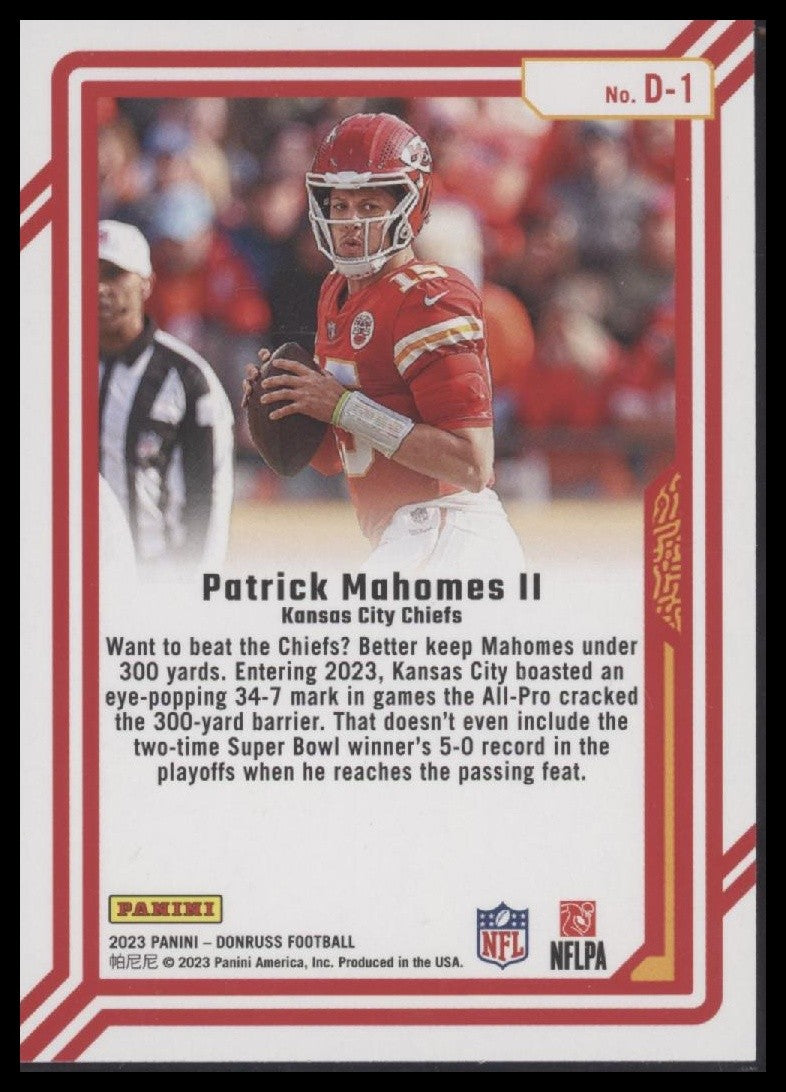 Patrick Mahomes II 2023 Donruss #D-1 Dominators