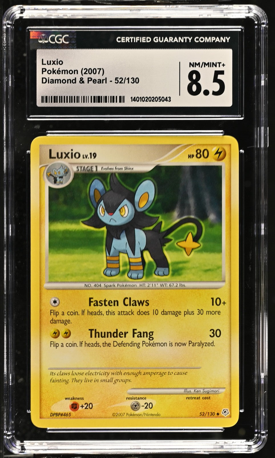 Luxio 2007 Diamond & Pearl #52/130 CGC 8.5
