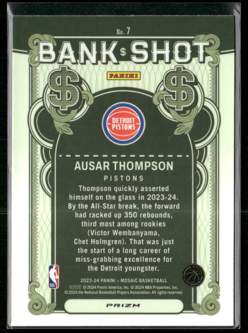 2023-24 Panini Mosaic #7 Ausar Thompson Bank Shot Mosaic Prizm