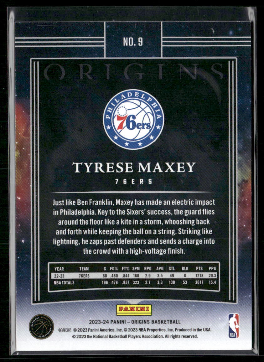 2023-24 Panini Origins #9 Tyrese Maxey Orange #/75
