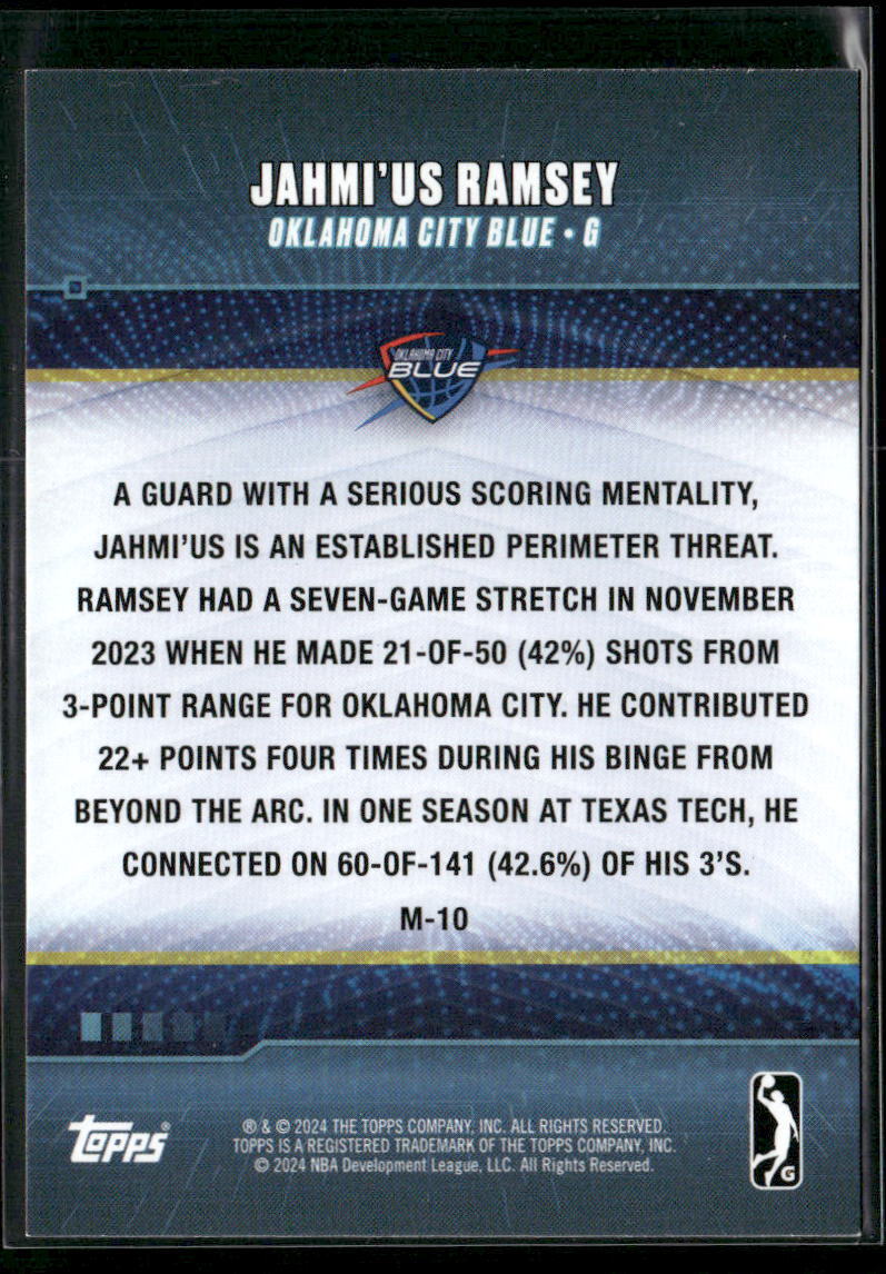 2023-24 Topps G-League #M-10 Jahmi'us Ramsey Marksman Gold #/50