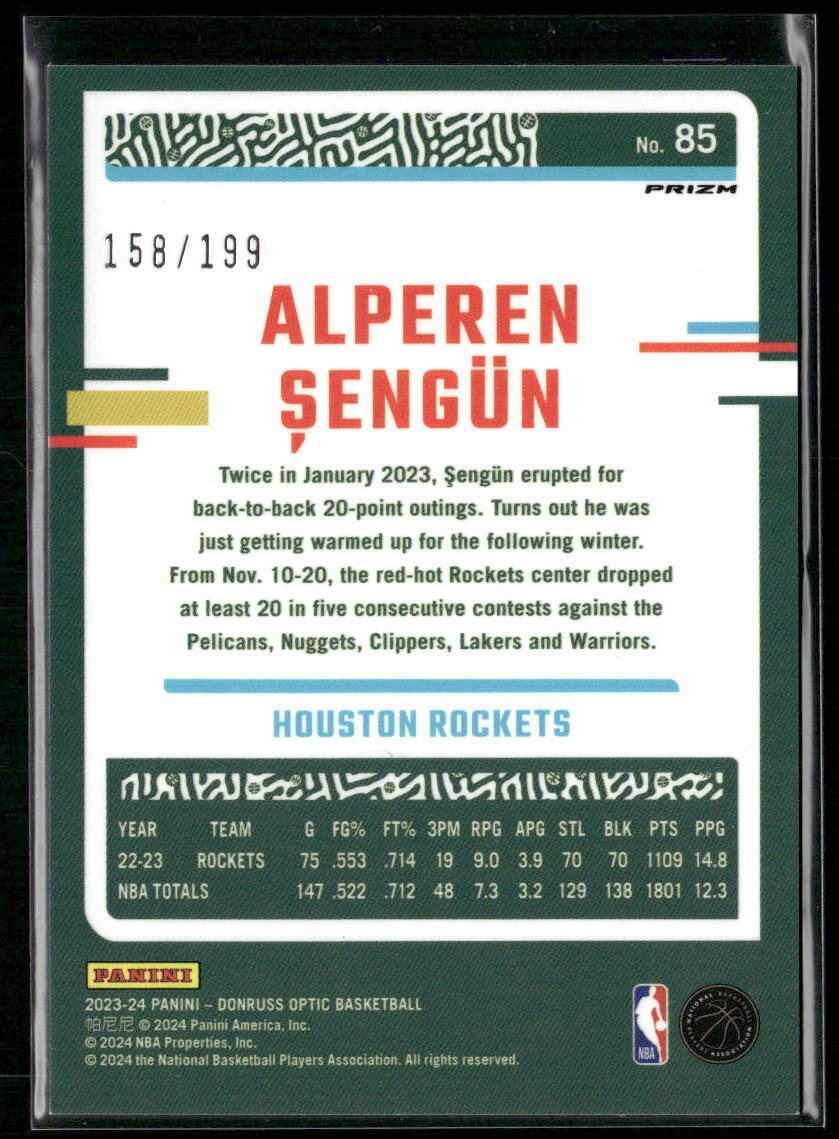 2023-24 Donruss Optic #85 Alperen Sengun Orange #/199