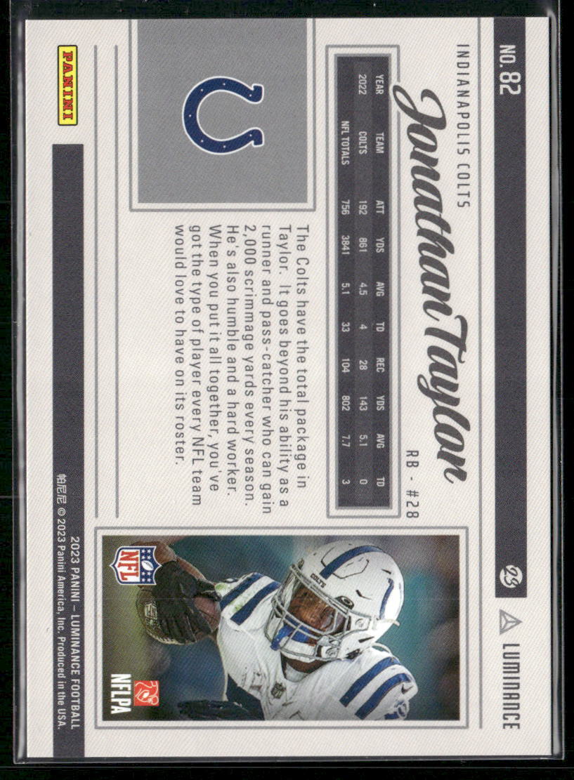 2023 Panini Luminance #82 Jonathan Taylor Orange #/50