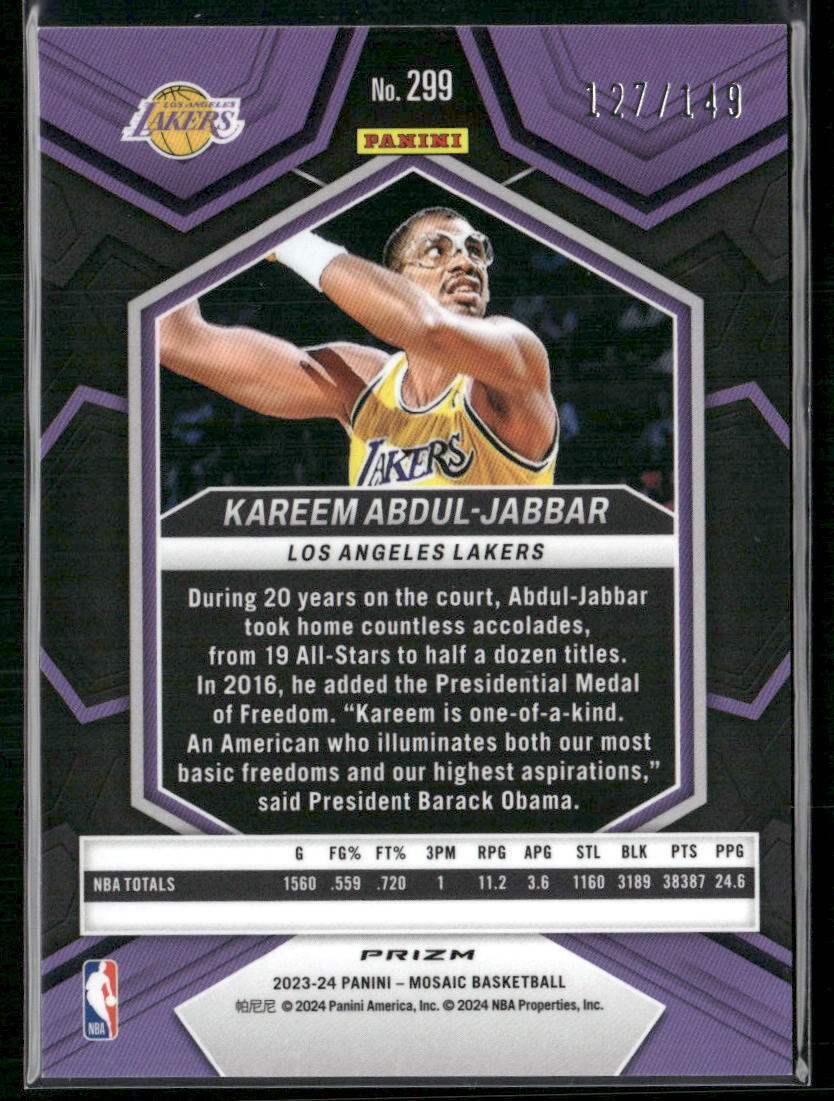 2023-24 Panini Mosaic #299 Kareem Abdul-Jabbar Pink #/149