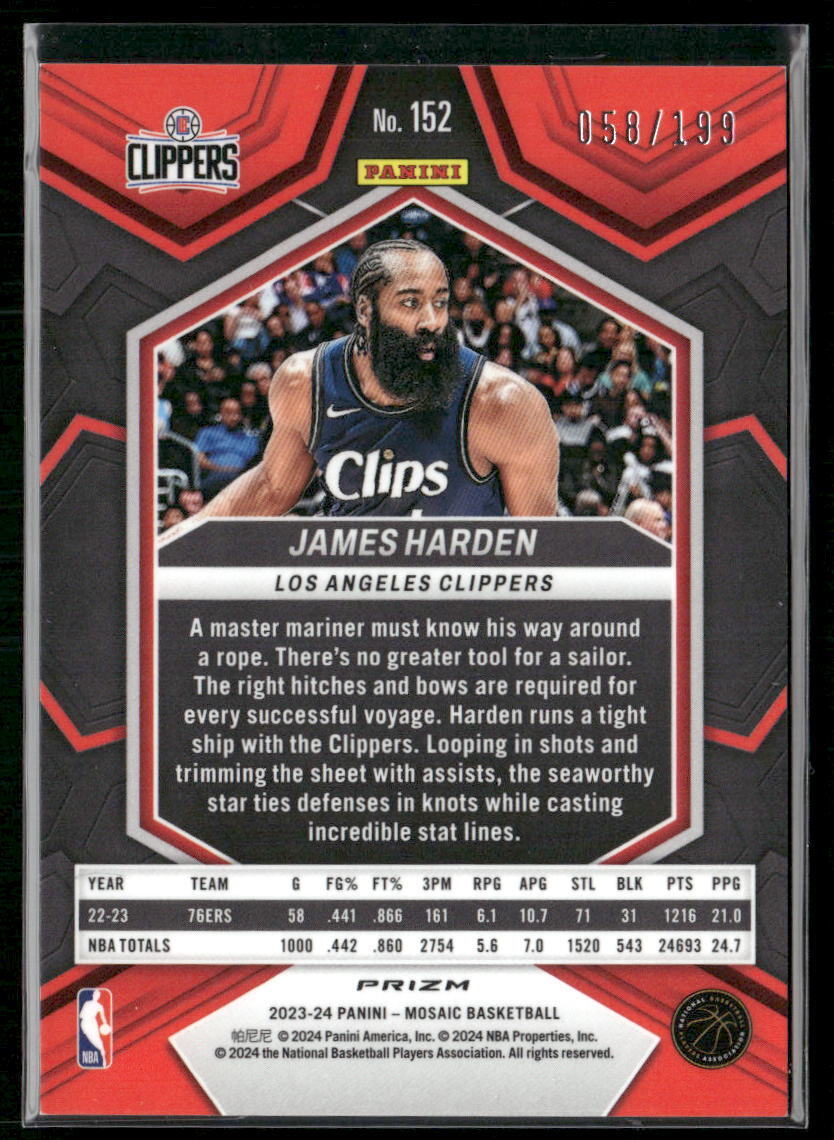 2023-24 Panini Mosaic #152 James Harden Blue #/199
