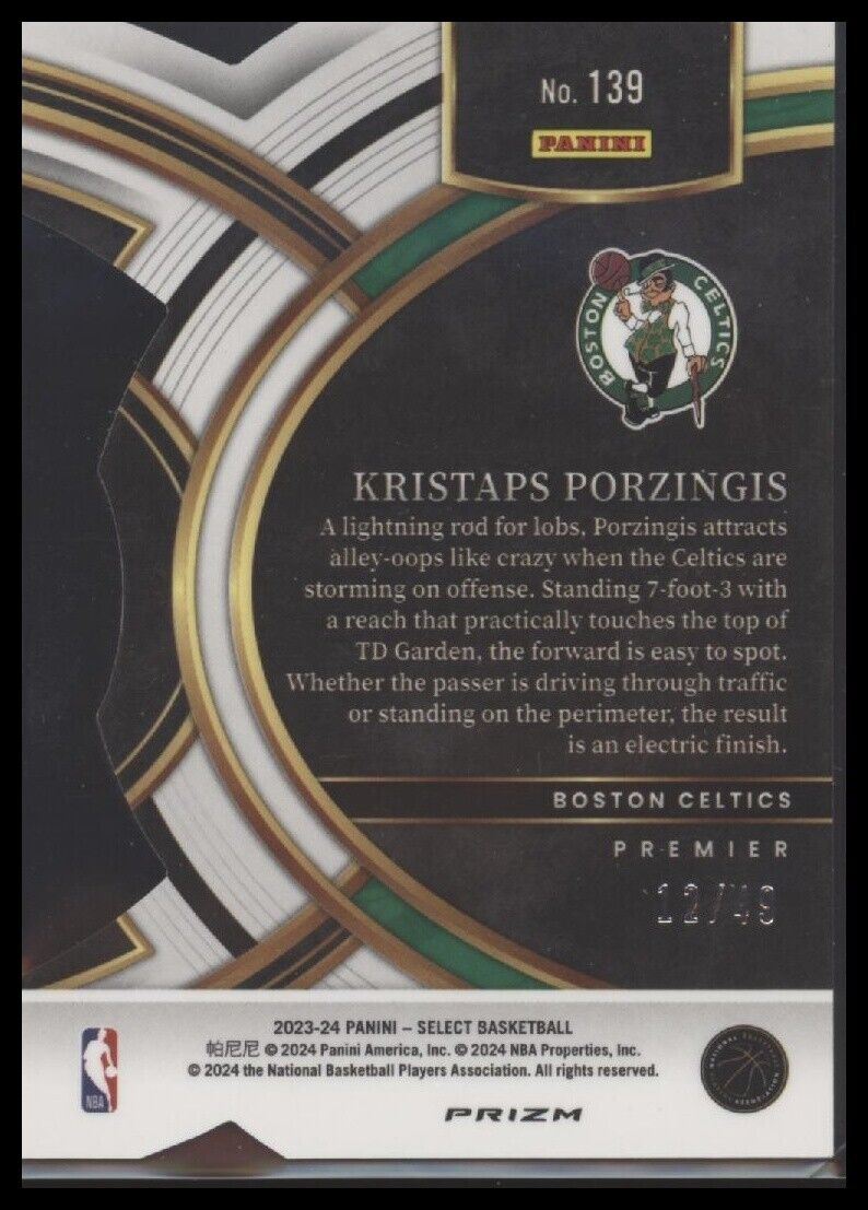 2023-24 Panini Select #139 Kristaps Porzingis Prizms Die Cut #/49