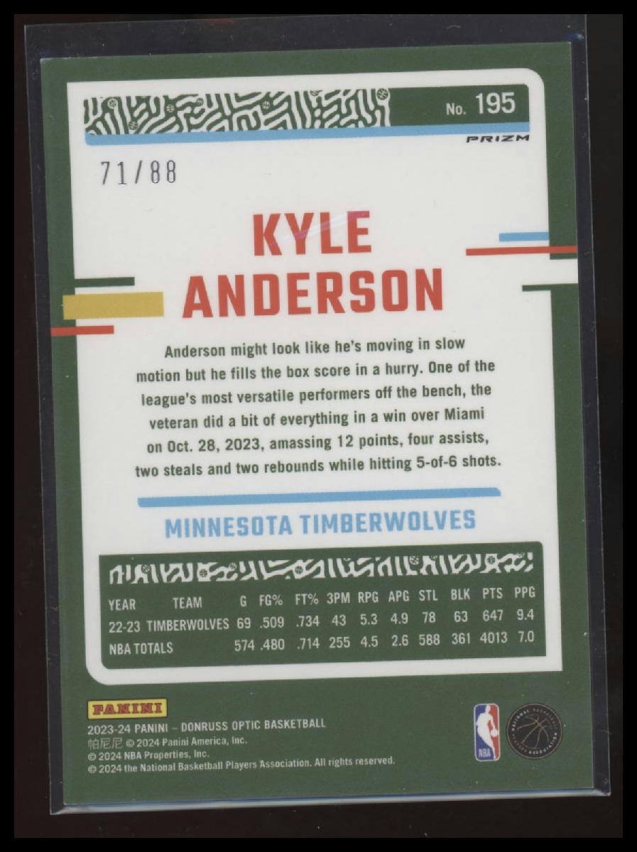 2023-24 Donruss Optic #195 Kyle Anderson Choice Red #/88