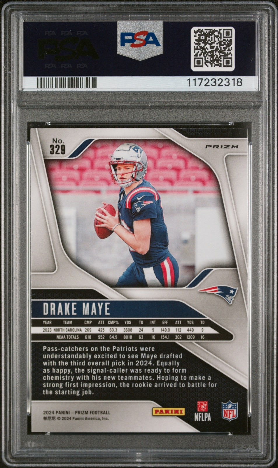 Drake Maye 2024 Panini Prizm #329 Disco Prizm PSA 9