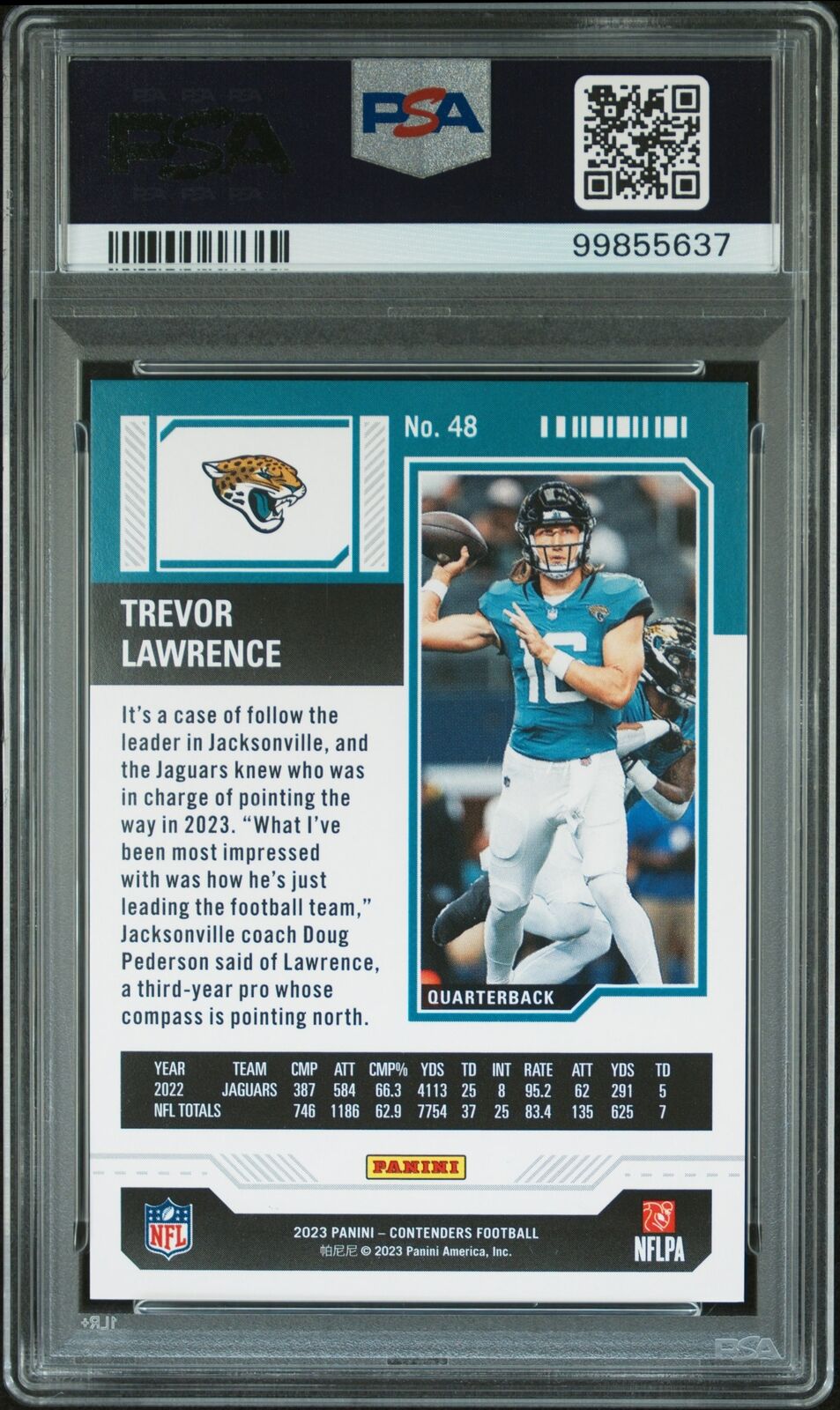 2023 Panini Contenders #48 Trevor Lawrence Midfield Ticket PSA 9
